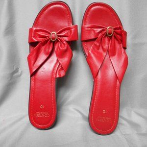 NWOB Contesa red slip on wedge heels sandals 10